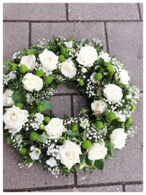 Classic Green and white rose wreath