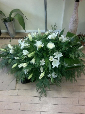 White Lily Coffin Spray