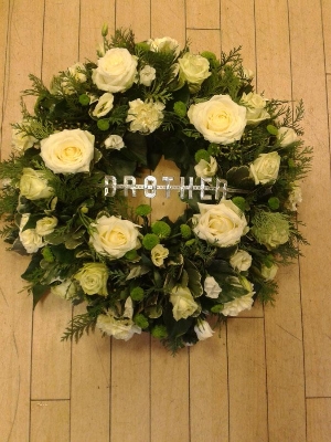 White rose wreath