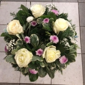 White Rose Loose Open Wreath